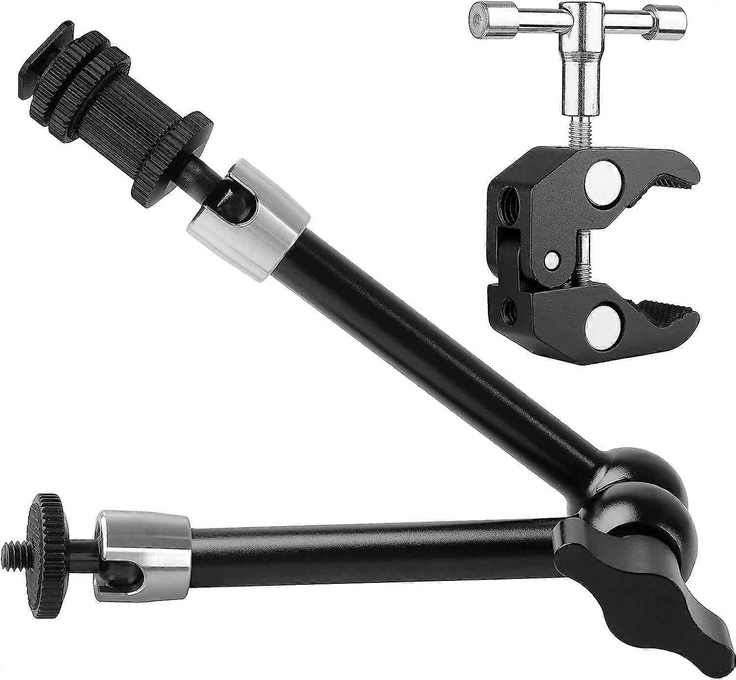 Magic Arm Camera Clamp, Adjustable 11" Articulating Arm Camera Mount with Super Clamp W/ 1/4" and 3/8" Thread