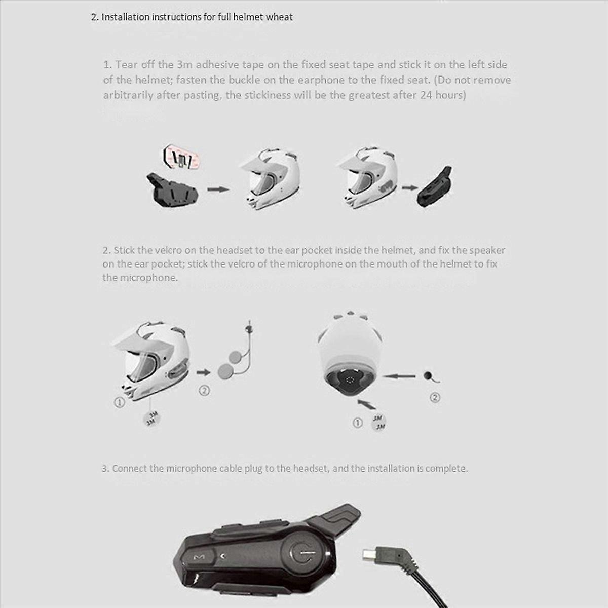5X Motorcycle Bluetooth Headset Intercom Interconnection Outdoor Riding Headset with Noise Reduction