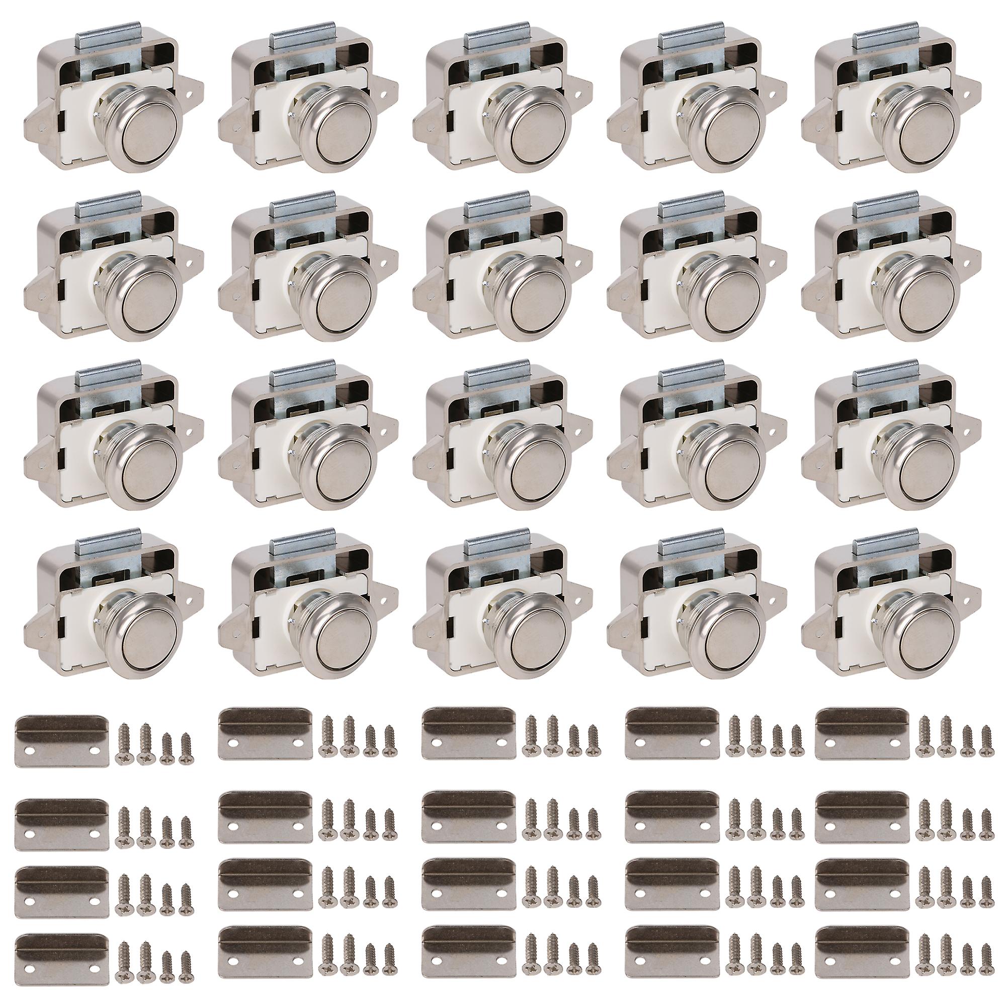 20Pcs Keyless Push Button Latch Thickness 15-18mm for RV Cabinet Door