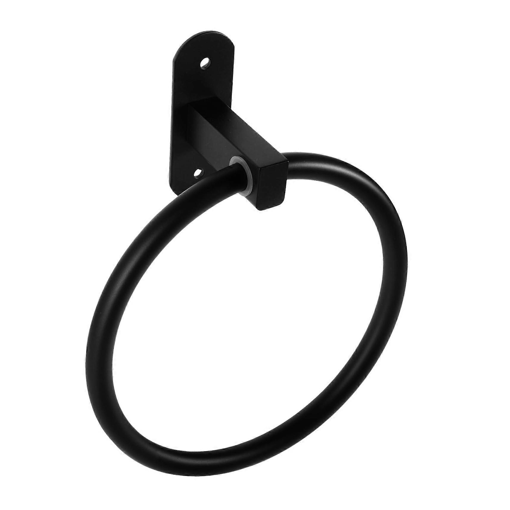Wall Mounted Towel Ring Aluminum Round Holder for Bathroom Space Saving Drill Install