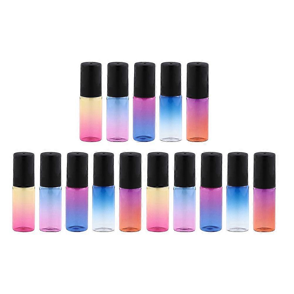 15PCS 5ML Roll-On Bottles Gradient Color Roller Bottles Portable Glass Roller Balls Bottles Refittable Glass Roller Bottles for Home Travel Use (Rando