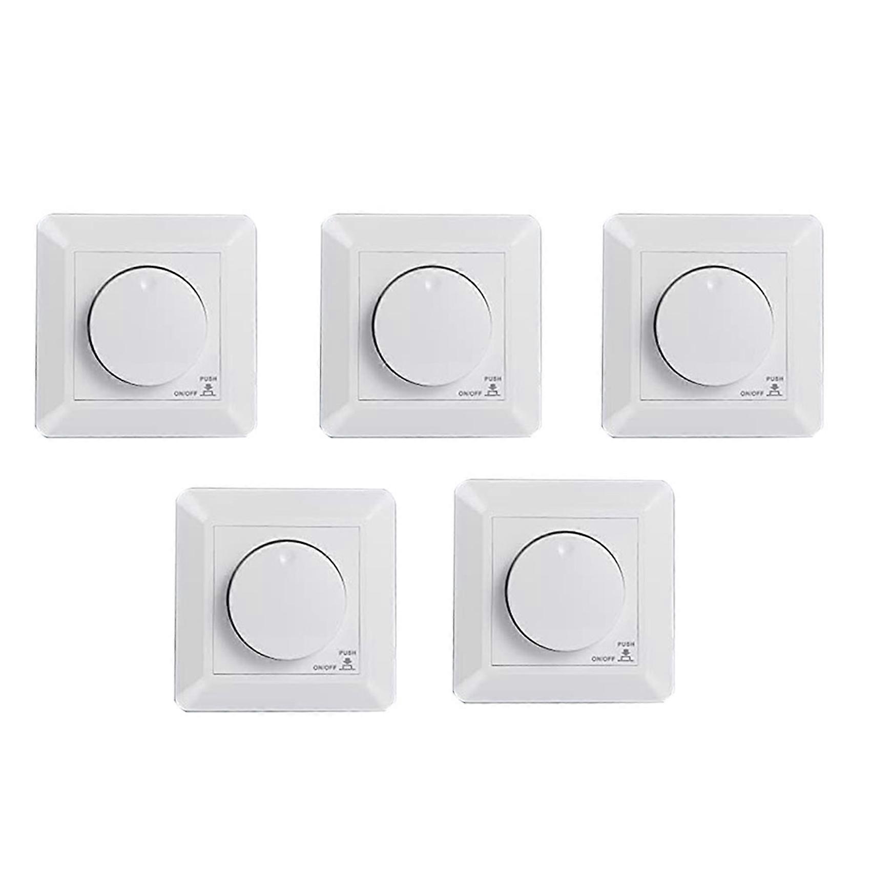 5X LED Dimmer Switch, Flush-Mounted Dimmer for Dimmable LED and Halogen, 5-300 W Dimmer Switch LED, Phase Control Dimmer