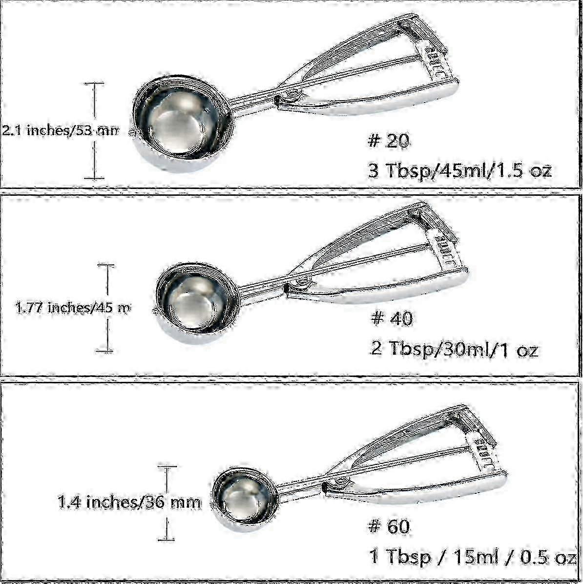 Stainless Steel Cookie Scoop Set with 3 Sizes for Baking Enthusiasts