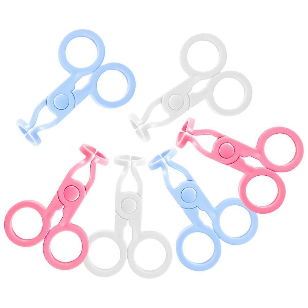 6pcs Contact Lens Tweezers and Remover Tool Set with Travel Case for Daily Cosmetic Use in White Pink Blue