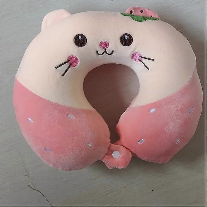 UShaped Memory Foam Neck Pillow for Travel, Car and Office Nap Support (Pink)