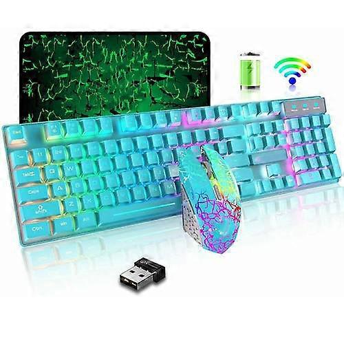 Rechargeable Wireless USB Gaming Mechanical Keyboard and Mouse Set for Gamers