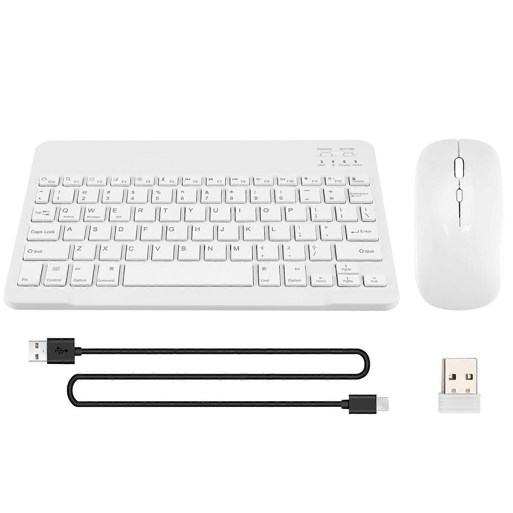 Ultra-Thin Silent Wireless Bluetooth Keyboard and Mouse Set Suitable for Tablet Notebook Bluetooth Keyboard White