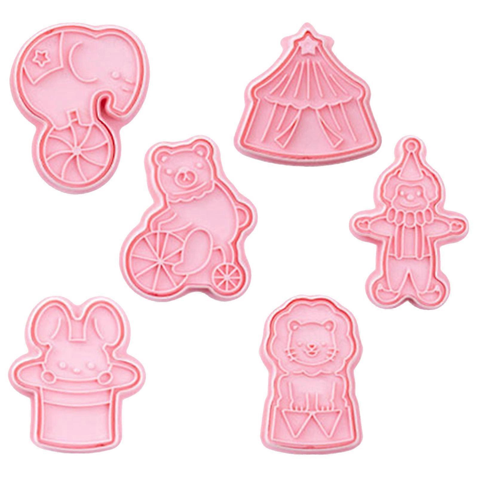 6pcs חותכי עוגיות קרקס קרקס פונדנט תבניות תבניות פלסטיק כלי אפייה למטבח