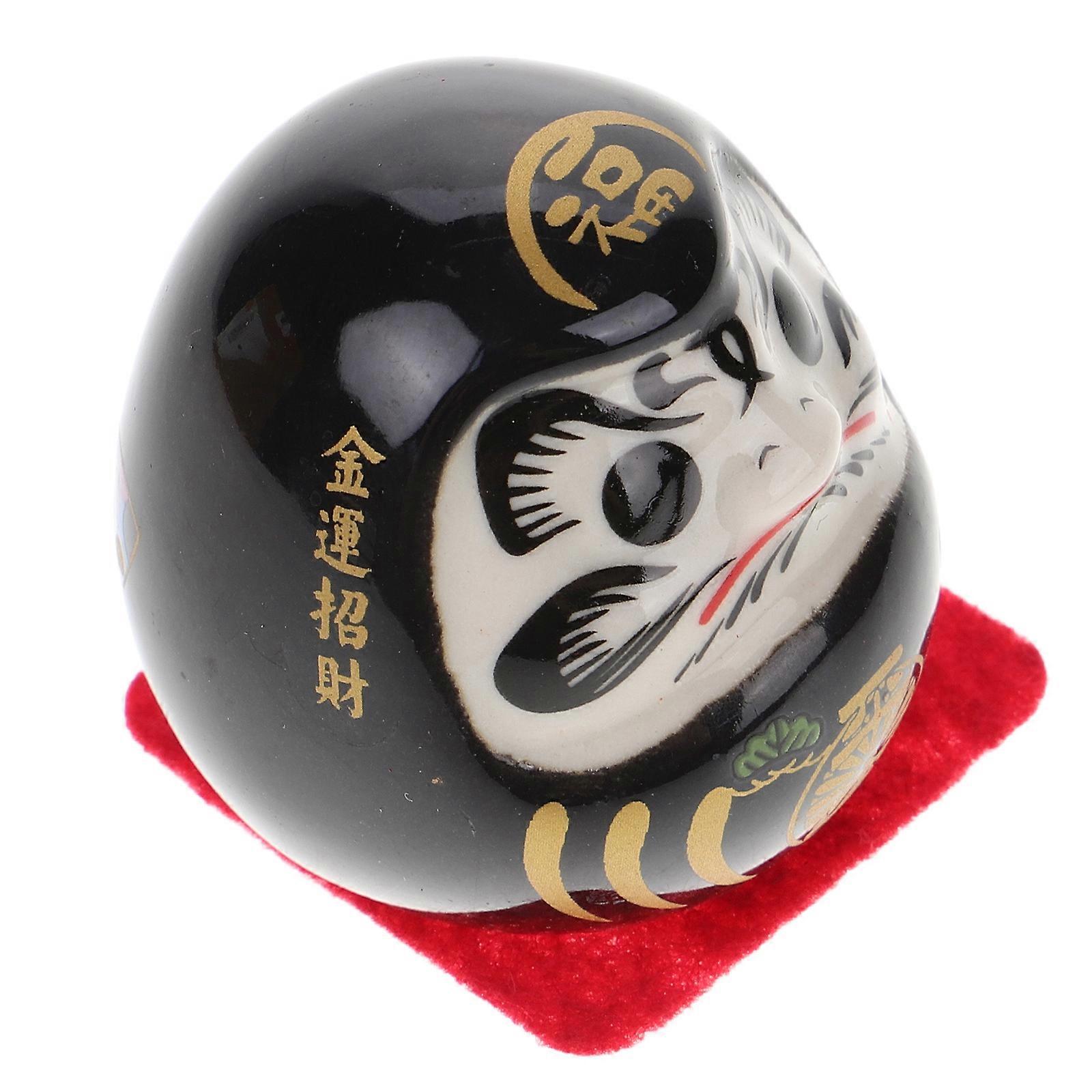 Japanese Doll Ceramic Statue for Entryway Decoration Black