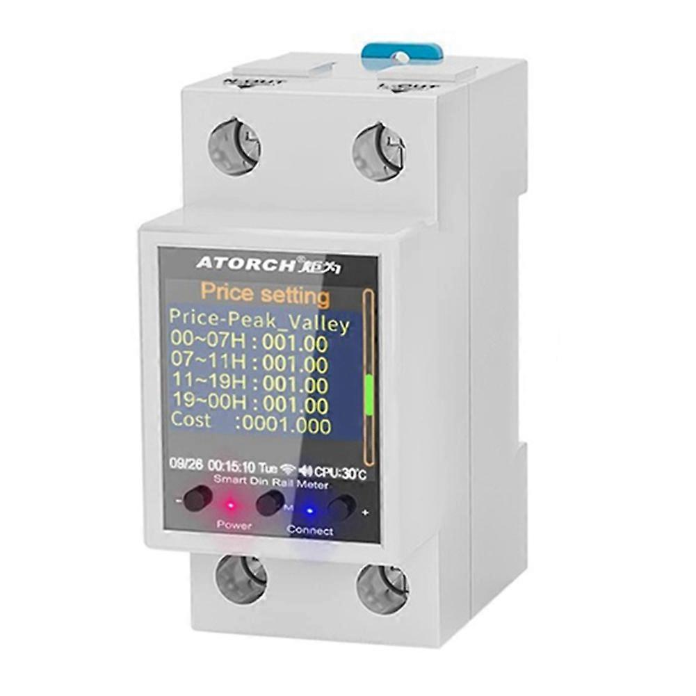 ATORCH GR2PWS Electricity Meter Tuya WiFi Rail Power Energy Meter AC50-320V Digital Display Monitor Voltage Curve Ammeter