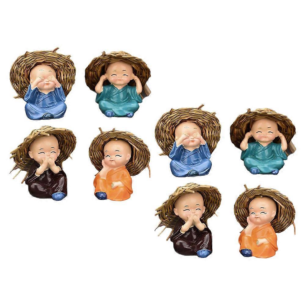 Car Scented Buddha Monk Statue Set 8Pcs Resin for Dashboard Display