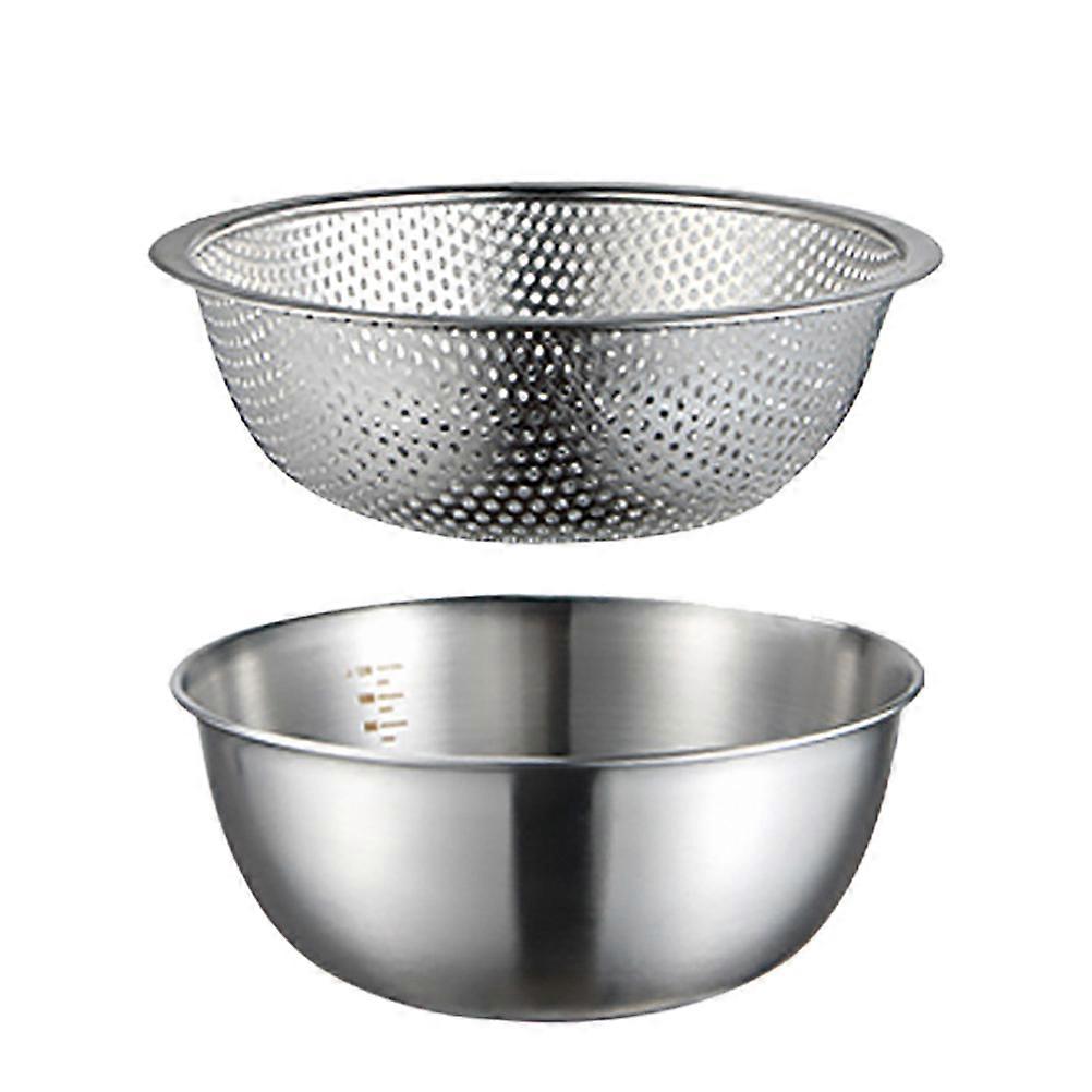 2 Pcs Stainless Steel Basins and Kitchen Drain Baskets Silver
