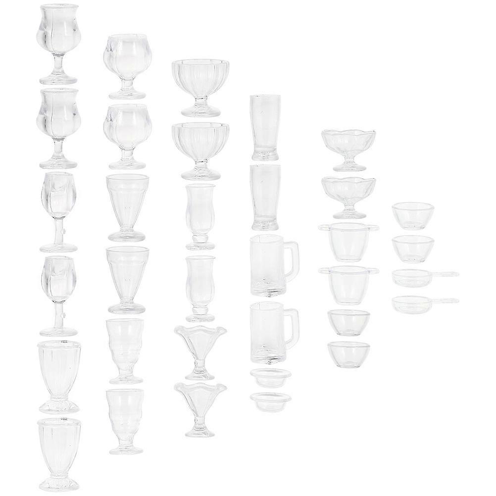 Mini Food Container Model for Decoration with 51Pcs Transparent Plastic Cups