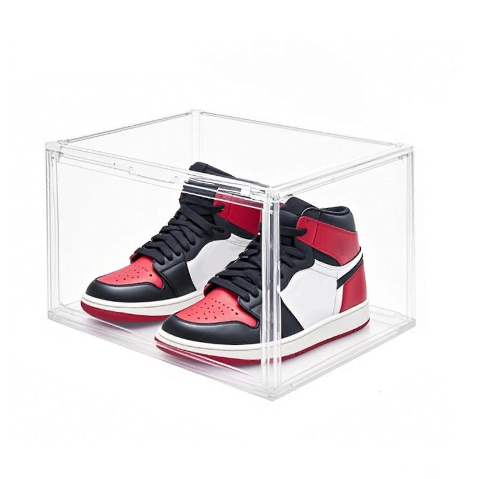 Transparent Shoe Storage Box with Magnetic Door, Stackable Dustproof Waterproof Large Capacity Organizer