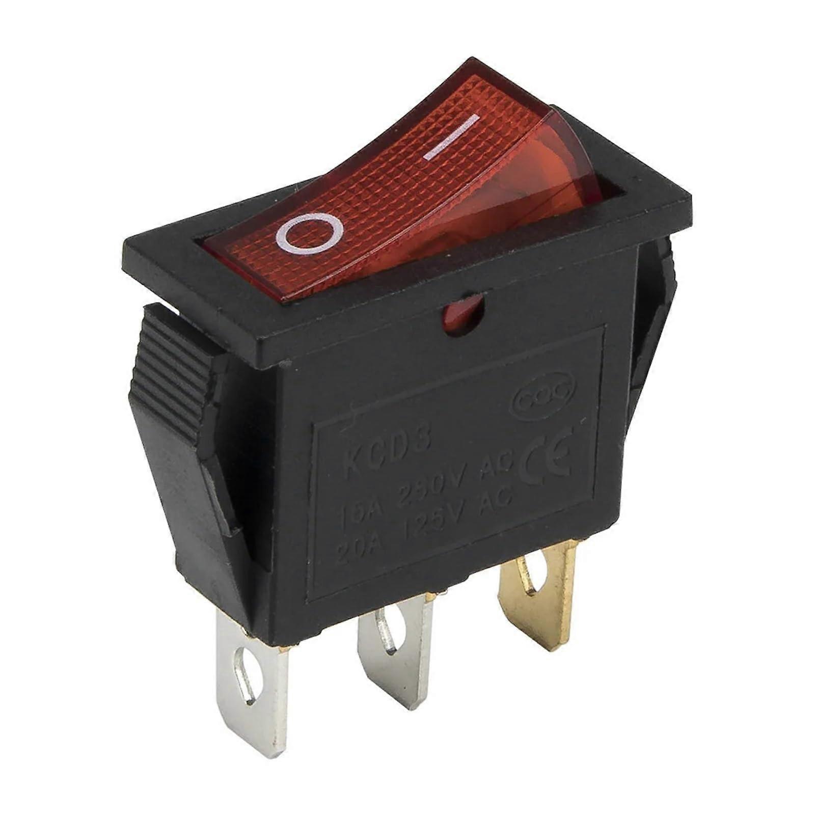 5pcs KCD3102N ONON Boat Rocker Switch with Builtin 220V Light 3 Pin 26x11mm