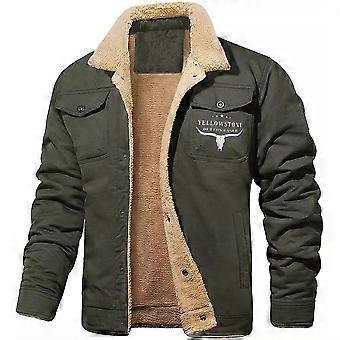Autumn Winter Nw Men's Fleece Jacket Plush Thick Cotton Outerwear Letter Pattern Print Casual Clothing Men Windbreaker Coat
