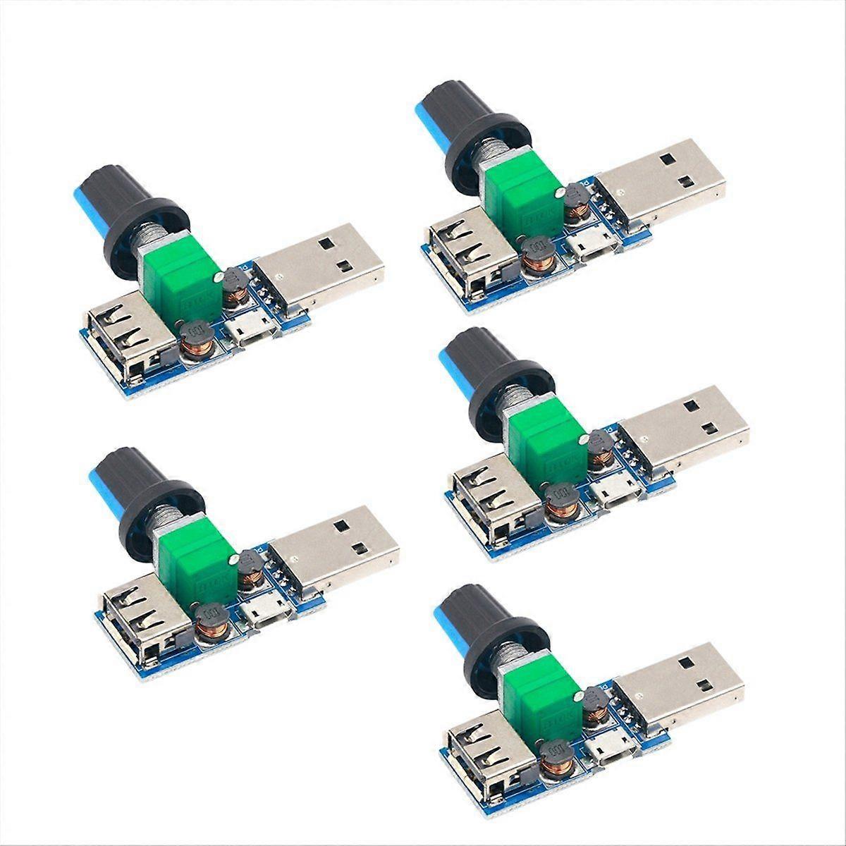 5Pcs Mini USB Fan Governor Wind Speed Controller Air Volume Regulator Cooling Mute Multi Function Fa