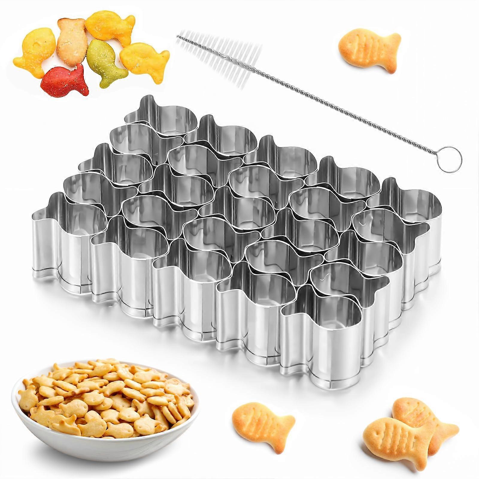 Cracker Cutter Stainless Steel 25Cavity FishShaped Cookie Cutter for DIY Baking