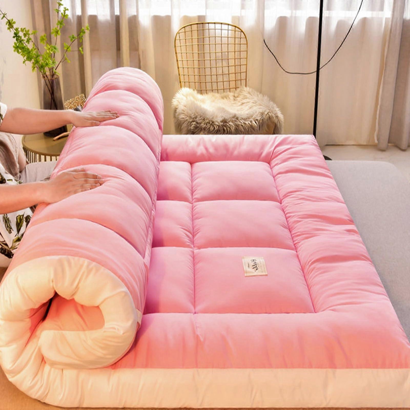 Futon Mattress 120x200cm Pink, Foldable Japanese Floor Mattress with Memory Foam for Sleeping