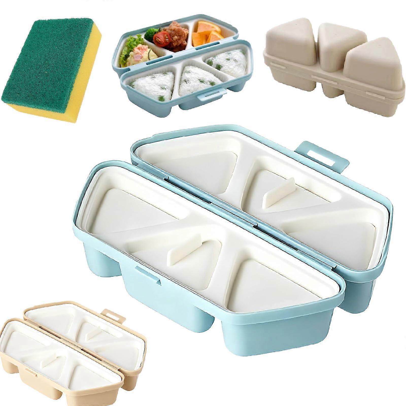 Onigiri Mold 6Cavity Triangle Rice Ball Maker Nonstick Easy Release Japanese Sushi Mold Blue