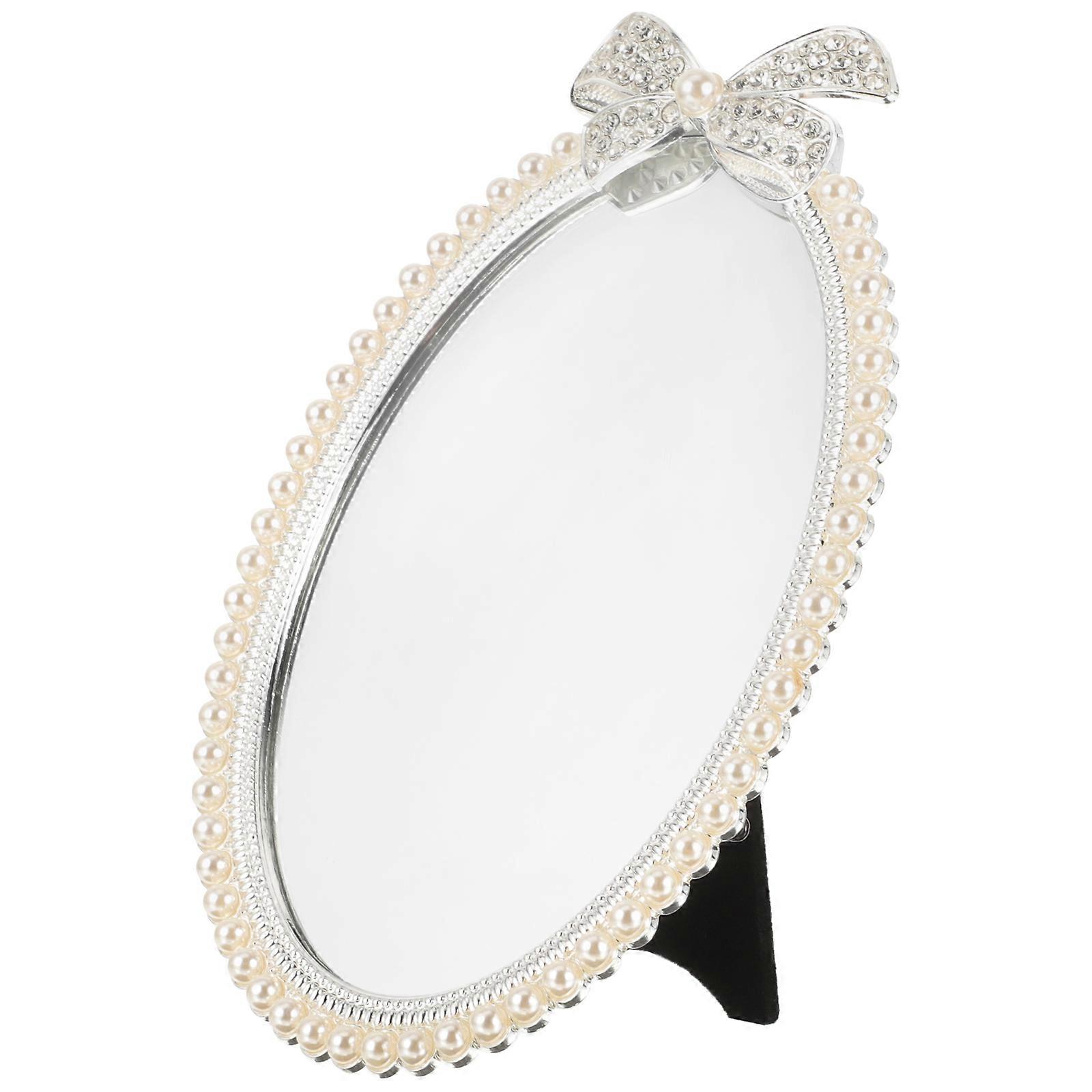 Desktop Makeup Mirror European Pearl Decoration 4Pcs Set