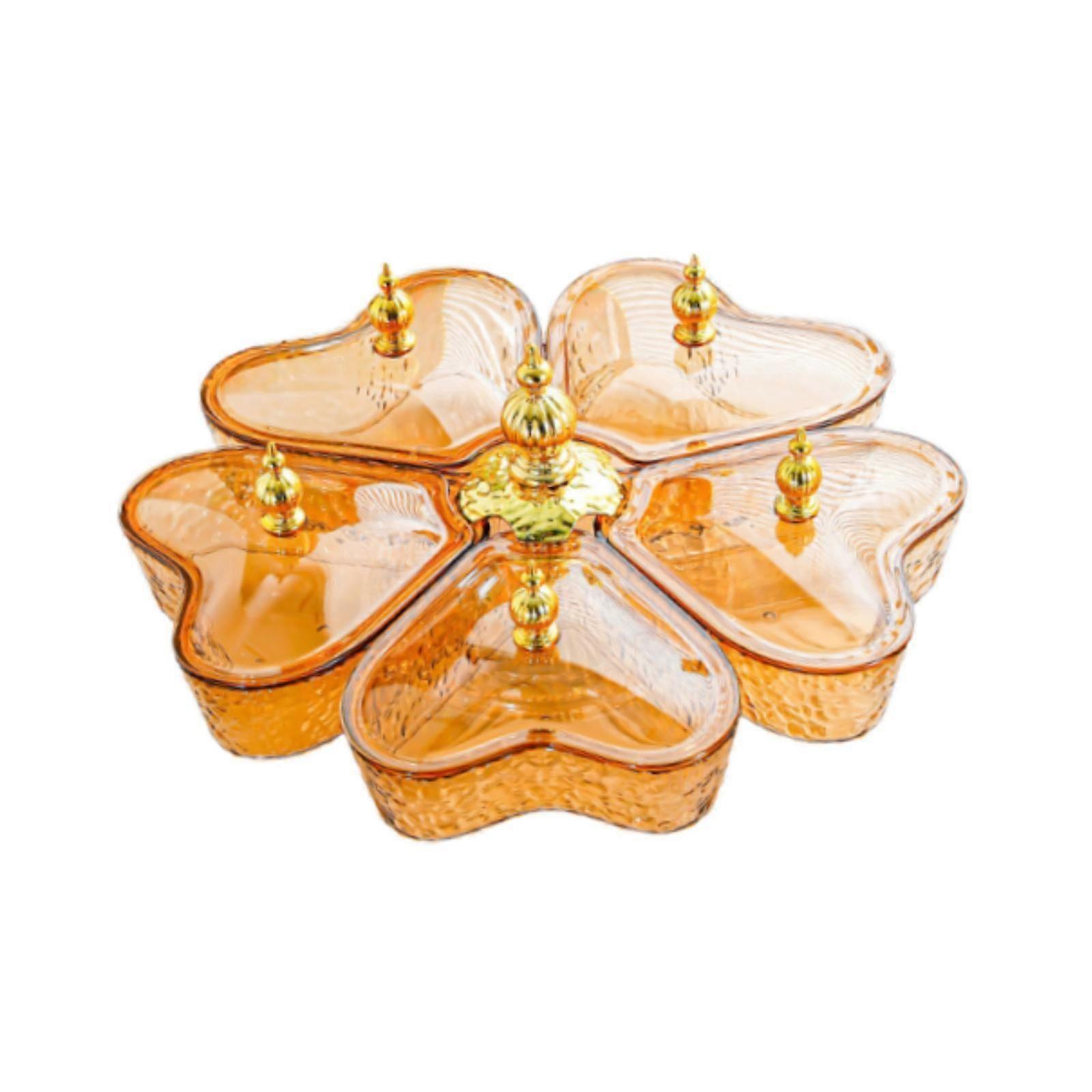 Divided Rotating Serving Tray 5 Compartments Multifunctional Snack Tray Heart