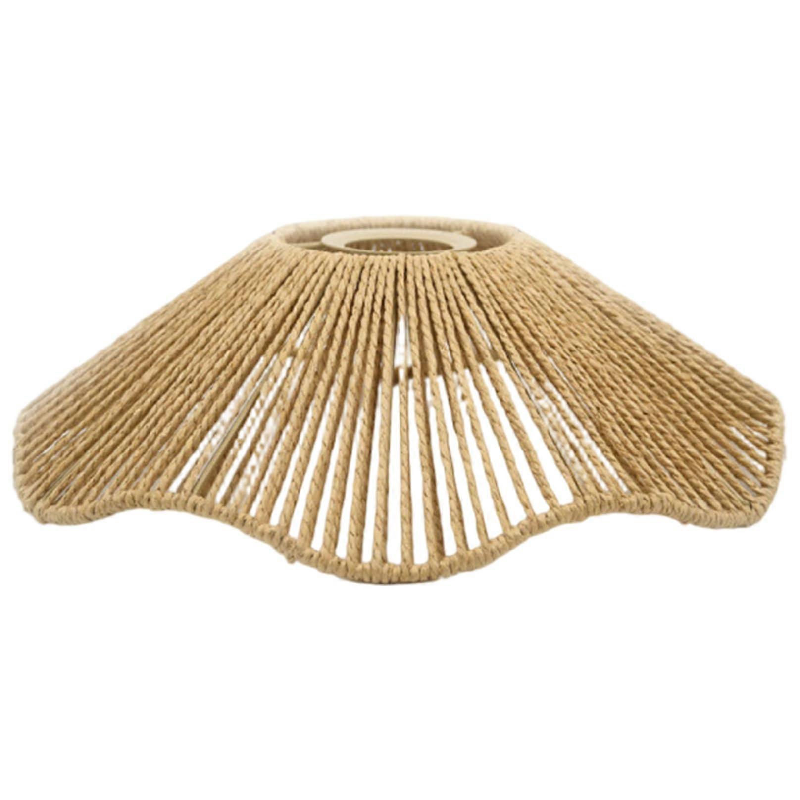 Boho Pendant Light Shade Rustic Rattan Flower Shape Woven Ceiling Lamp Shade for Home Decor