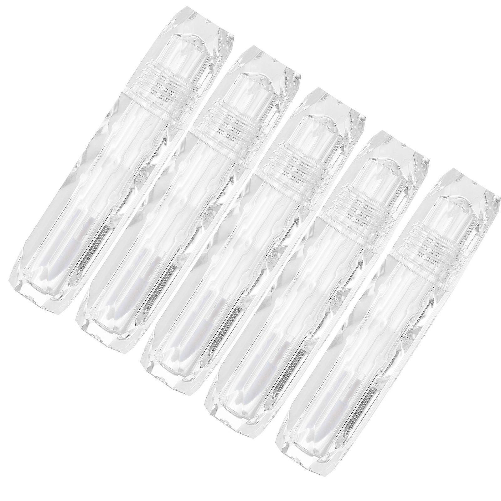 Empty Lip Gloss Tube Refillable for Storage Use 5Pcs Transparent Plastic Bottles