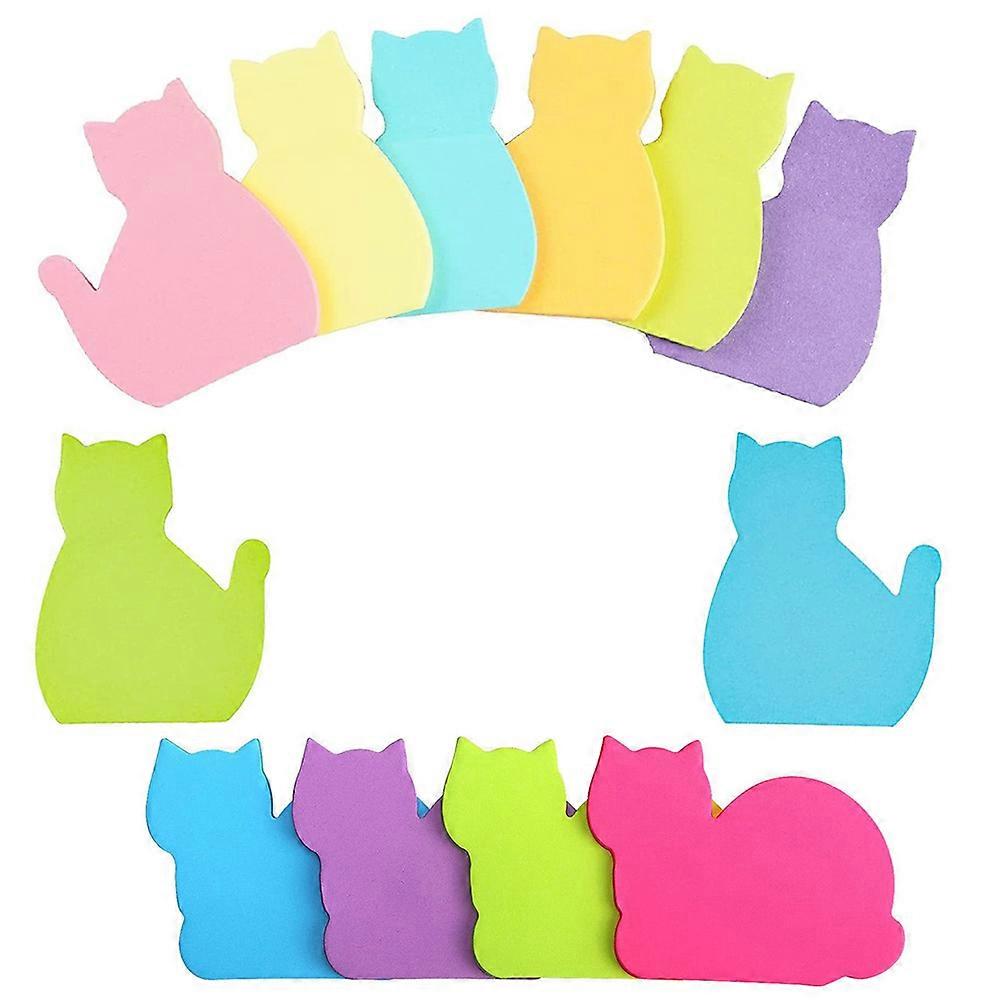 Cartoon Adhesive Notes Cat Shaped Note Paper for Students 12Pcs Portable