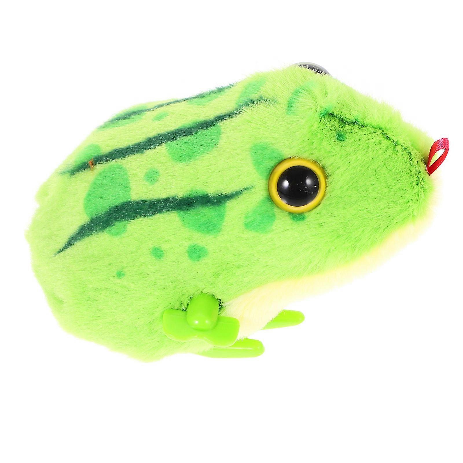 Kids Frog Clockwork Toy for Decor Plush and Plastic Wind Up