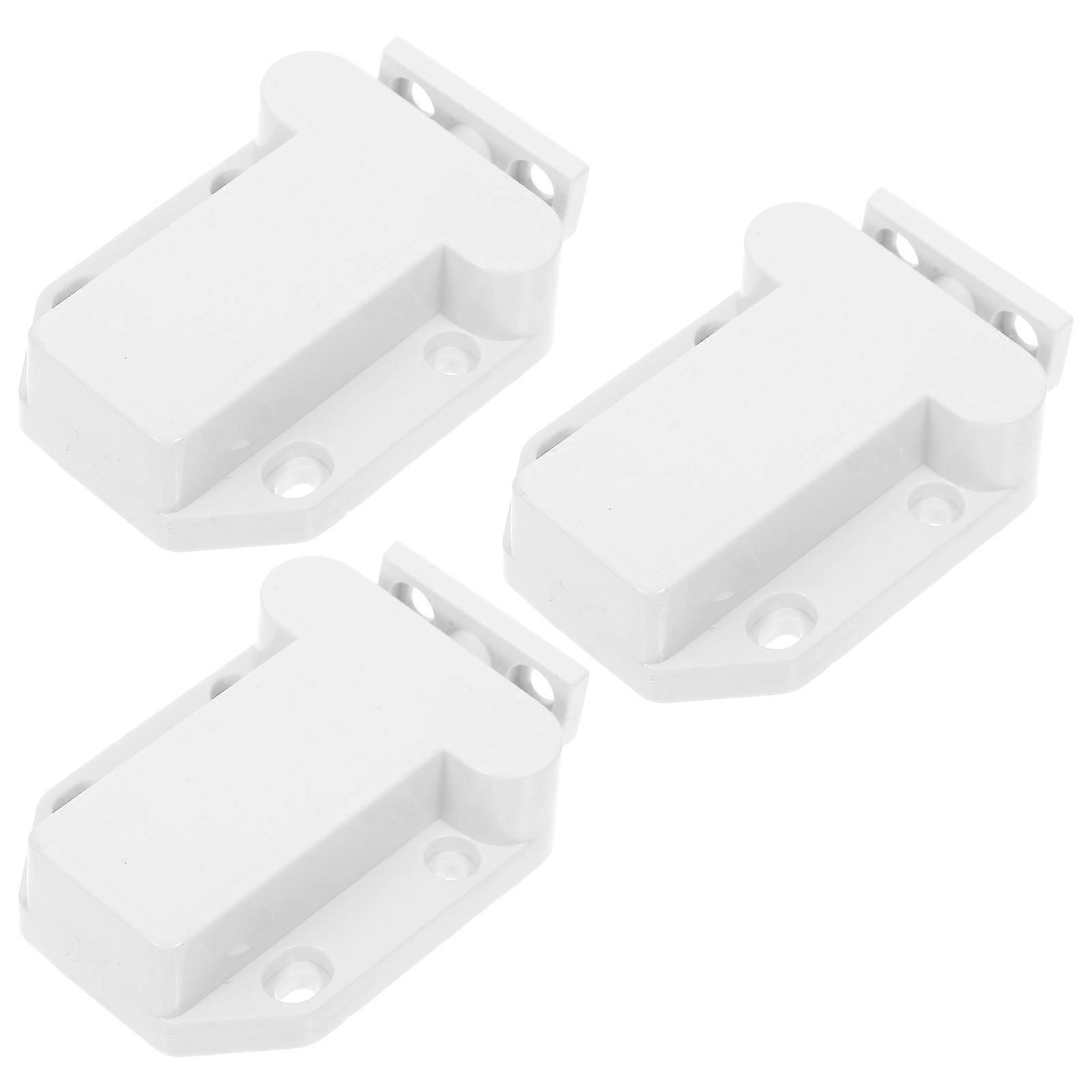 Hidden Cabinet Door Push Catch Self Locking Spring Release Latch 3Pcs White