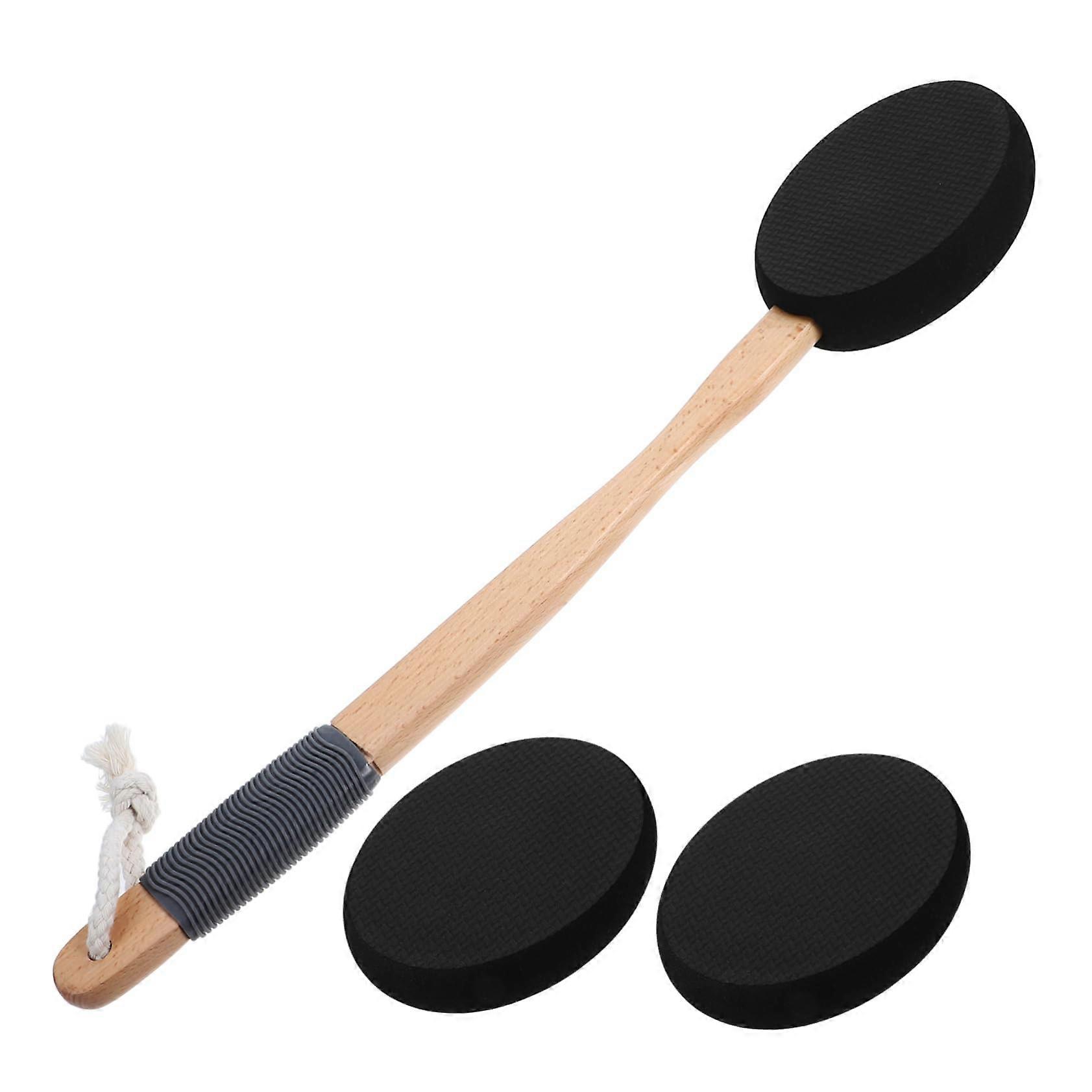 Back Lotion Applicator with Long Wooden Handle, Back Scrubber for Shower and Self Tanner