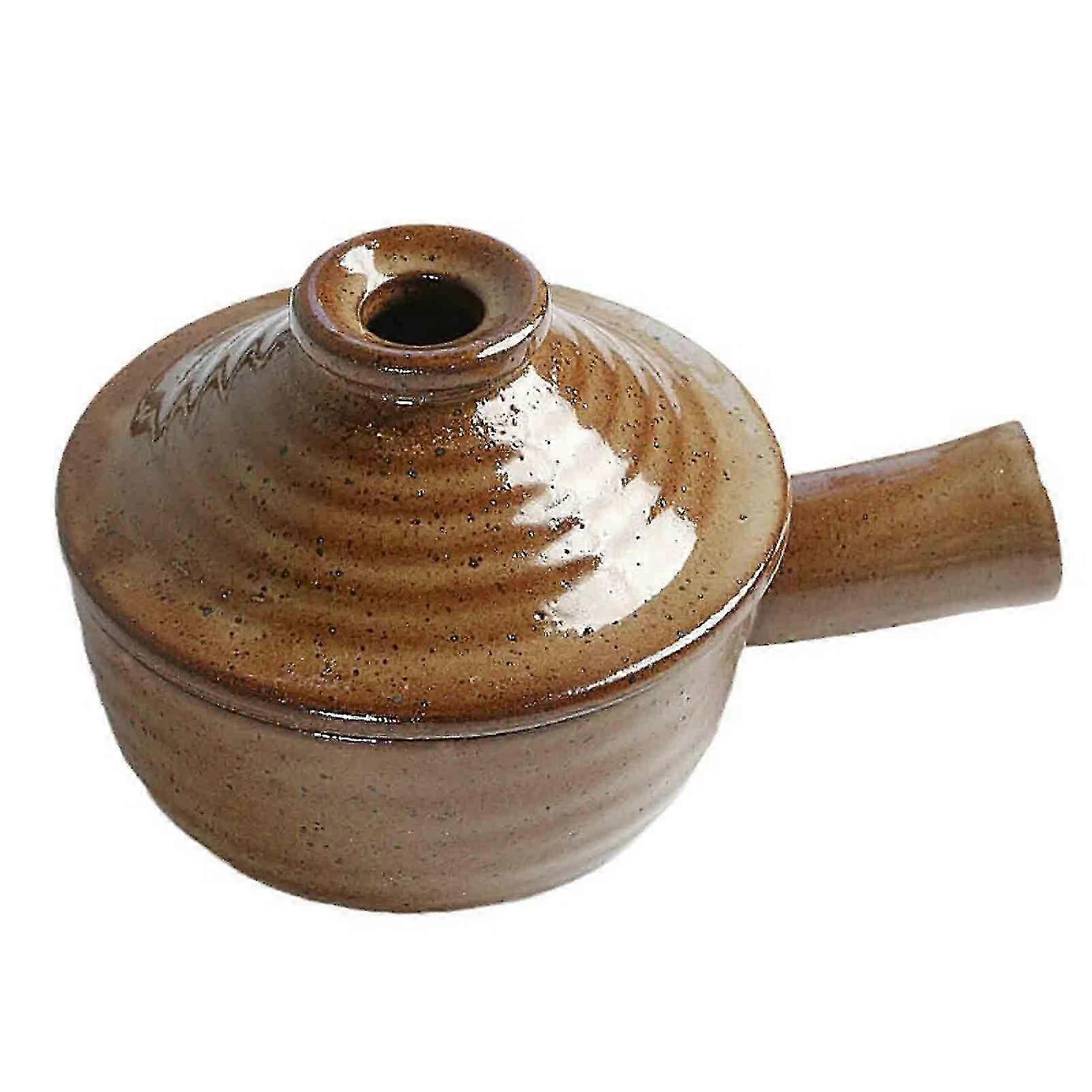 2025 Side Handle Salad Bowl with Lid - Rustic Ceramic, Microwave Safe