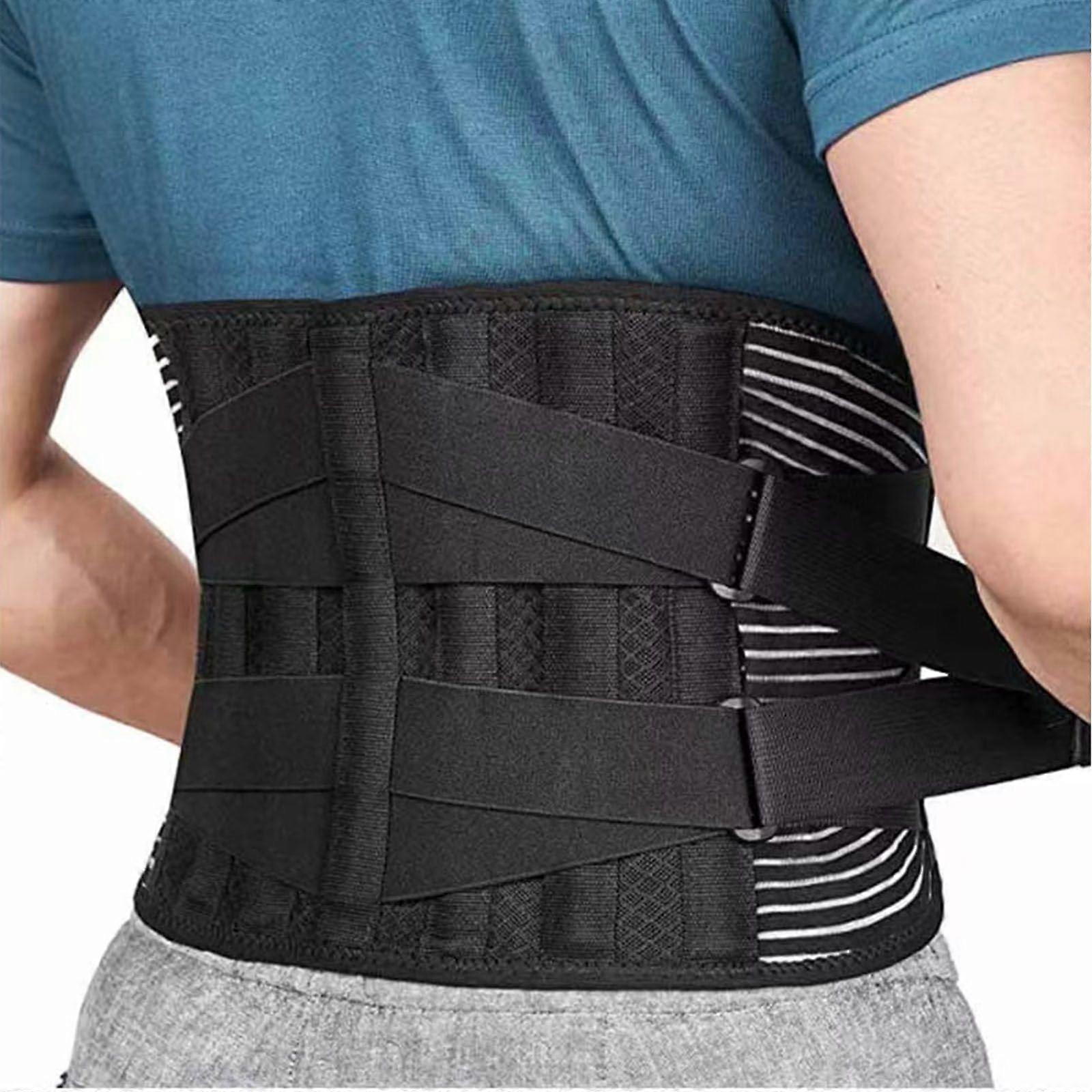 Back Brace for Lower Back Pain Relief with Adjustable Lumbar Support Belt and Dual Compression Straps