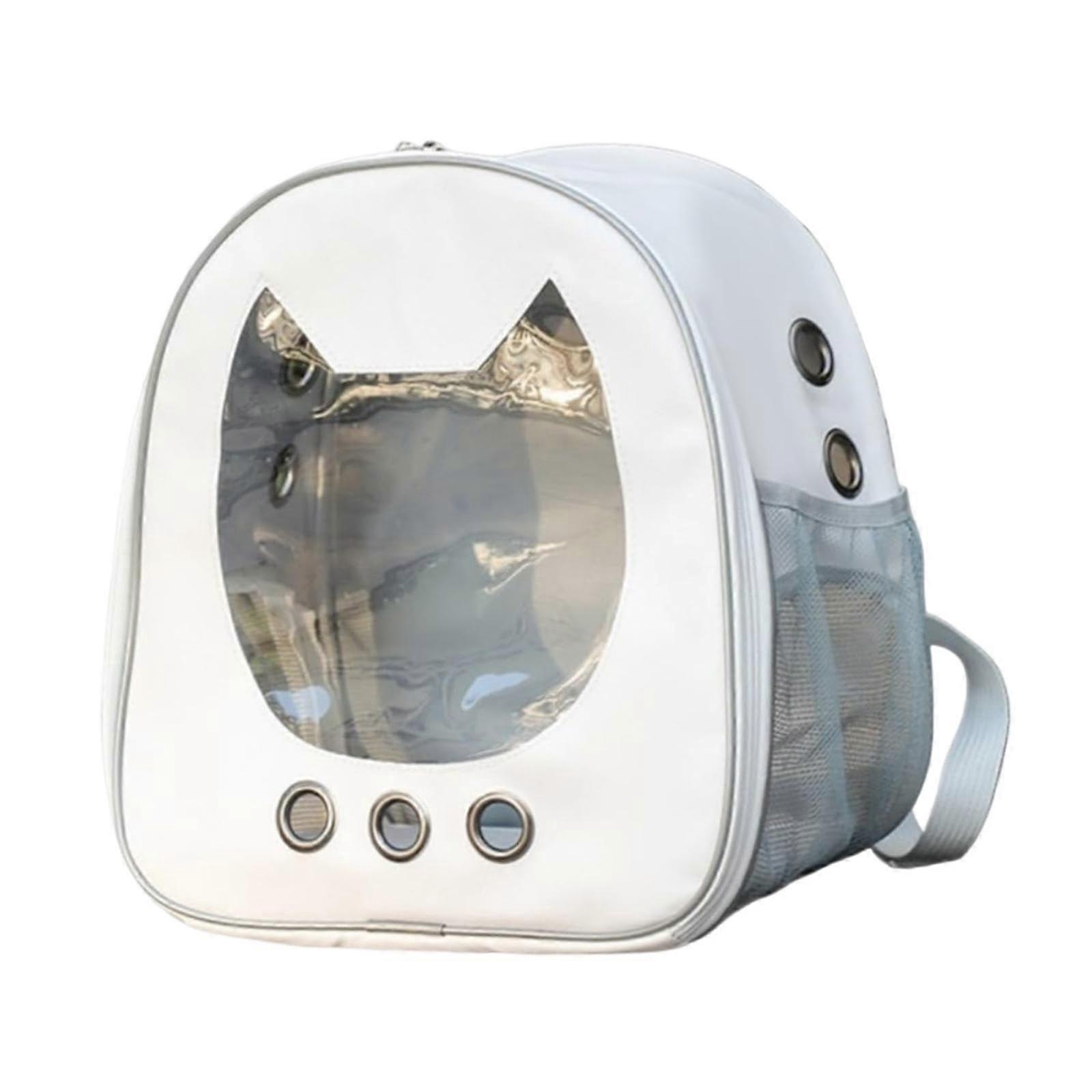 Cat Backpack Carrier with Clear Window, Space Capsule Design, PU Leather for Small Cats Hiking