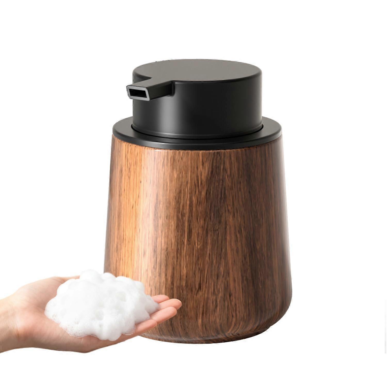 Walnut Color Foaming Soap Dispenser 18oz, Refillable Kitchen and Bathroom Pump with Efficient Foam Conversion