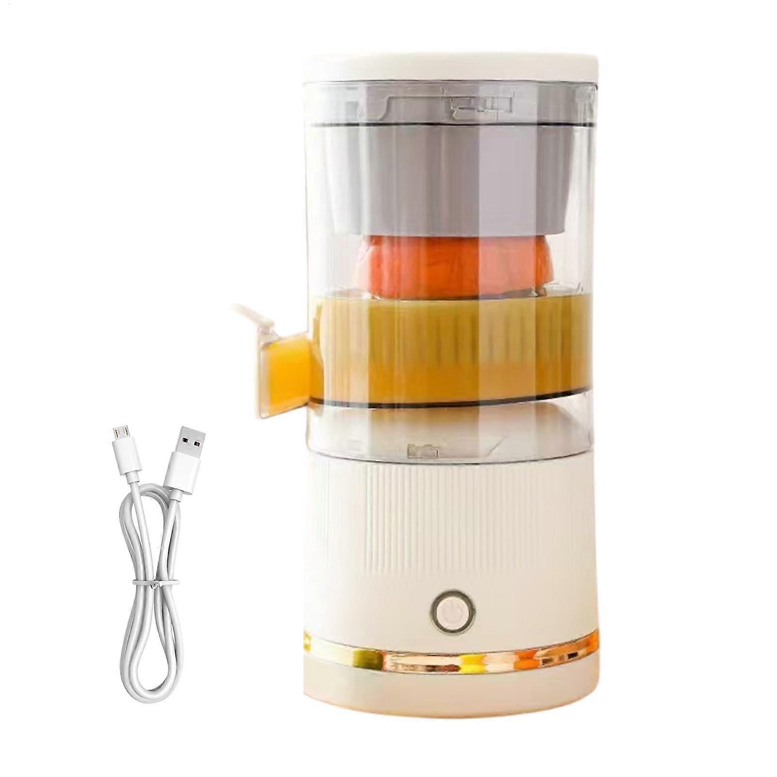 Electric Citrus Juicer with Automatic Pulp Separation, Cordless Rechargeable Orange Juicer, White