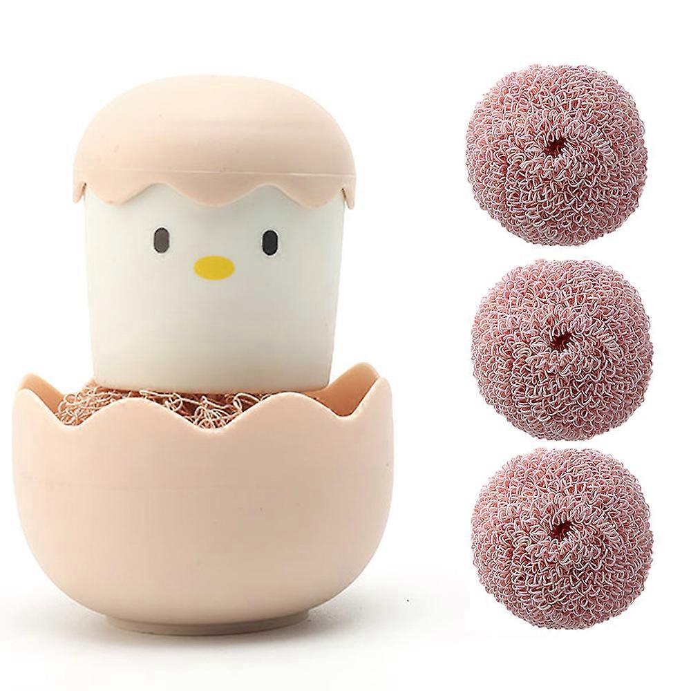Kitchen Brush Cleaning Ball, Durable Pot Washing Brush with Handle
