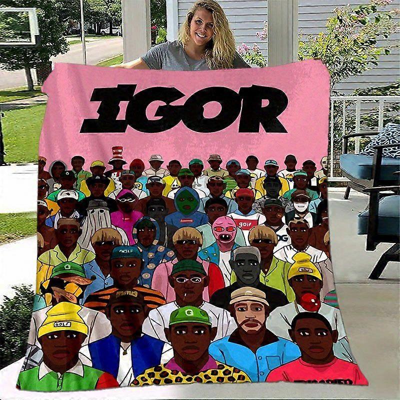 Igor Colorful Community Igor Artwork Soft Flannel Blanket Vibrant