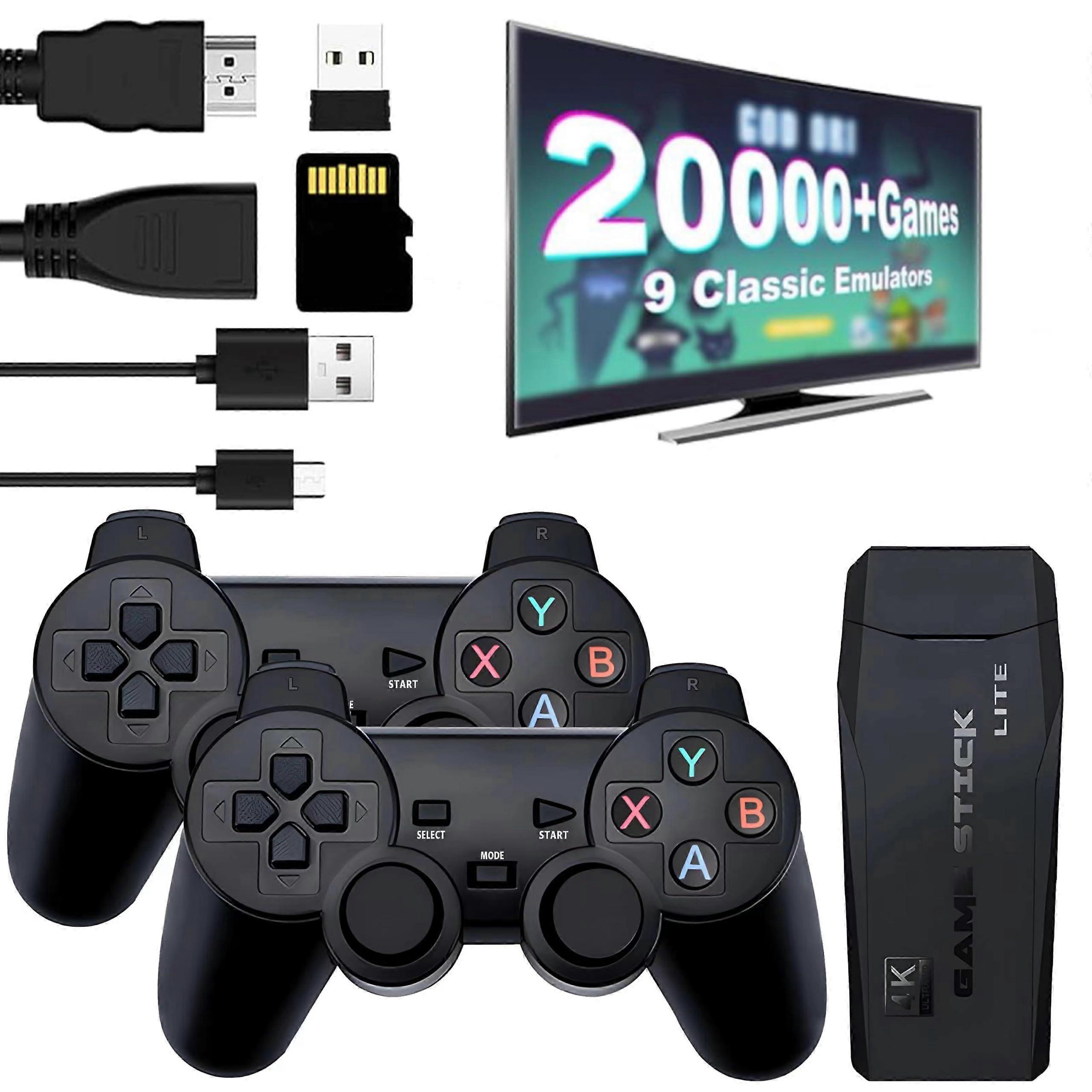 Retro Game Console with 2 Controllers, 64G Plug and Play 4K HDMI Game Stick, 9 Classic Emulators