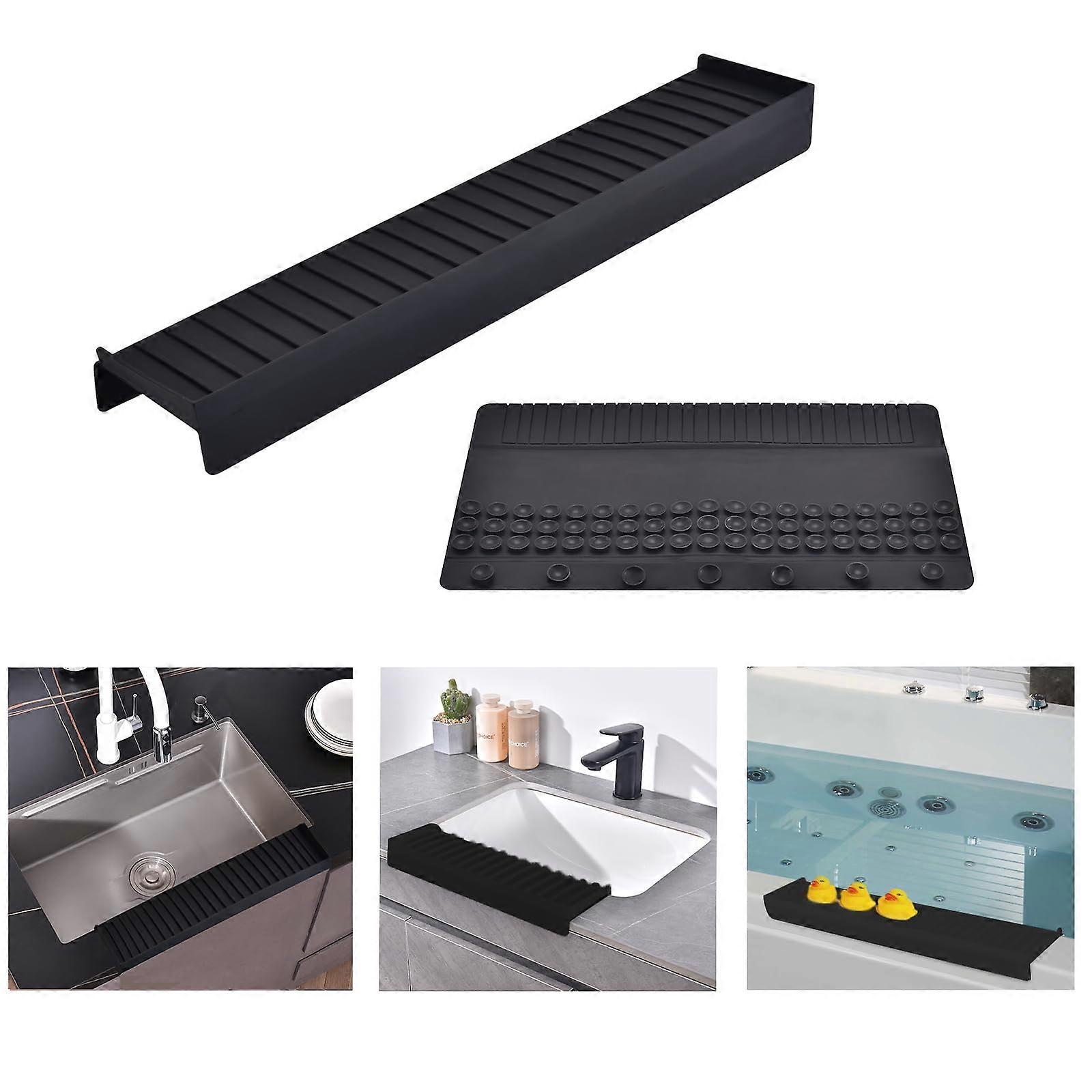 Silicone Sink Splash Guard 14in Foldable Edge Protector with Suction Cup for Kitchen Countertop