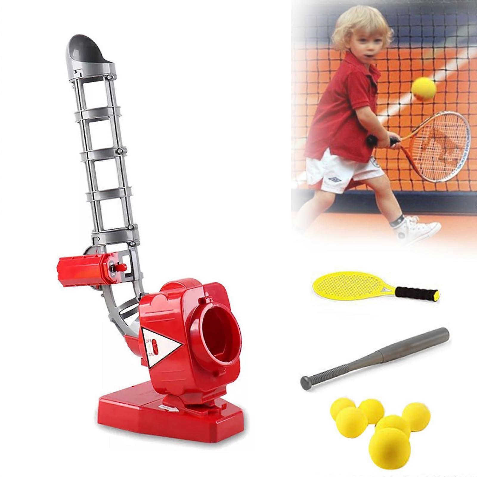 Automatic Baseball Pitching Machine for Kids with Adjustable Speed and Angle, 6 EVA Balls, Red