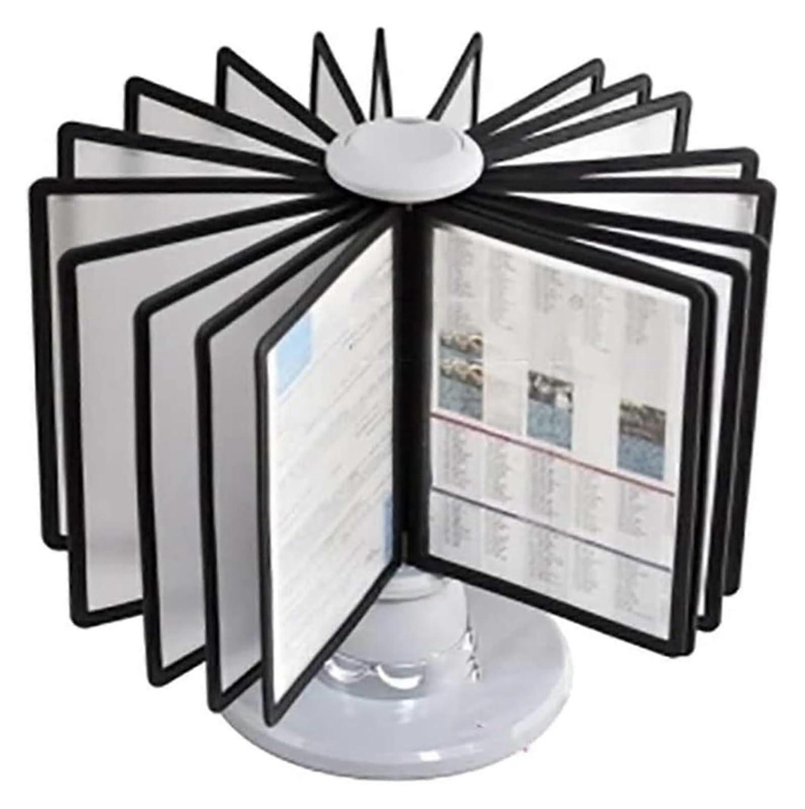Desktop File Organizer with 20 DoubleSided Panels, Rotating Document Display Rack, Letter Size, Gray
