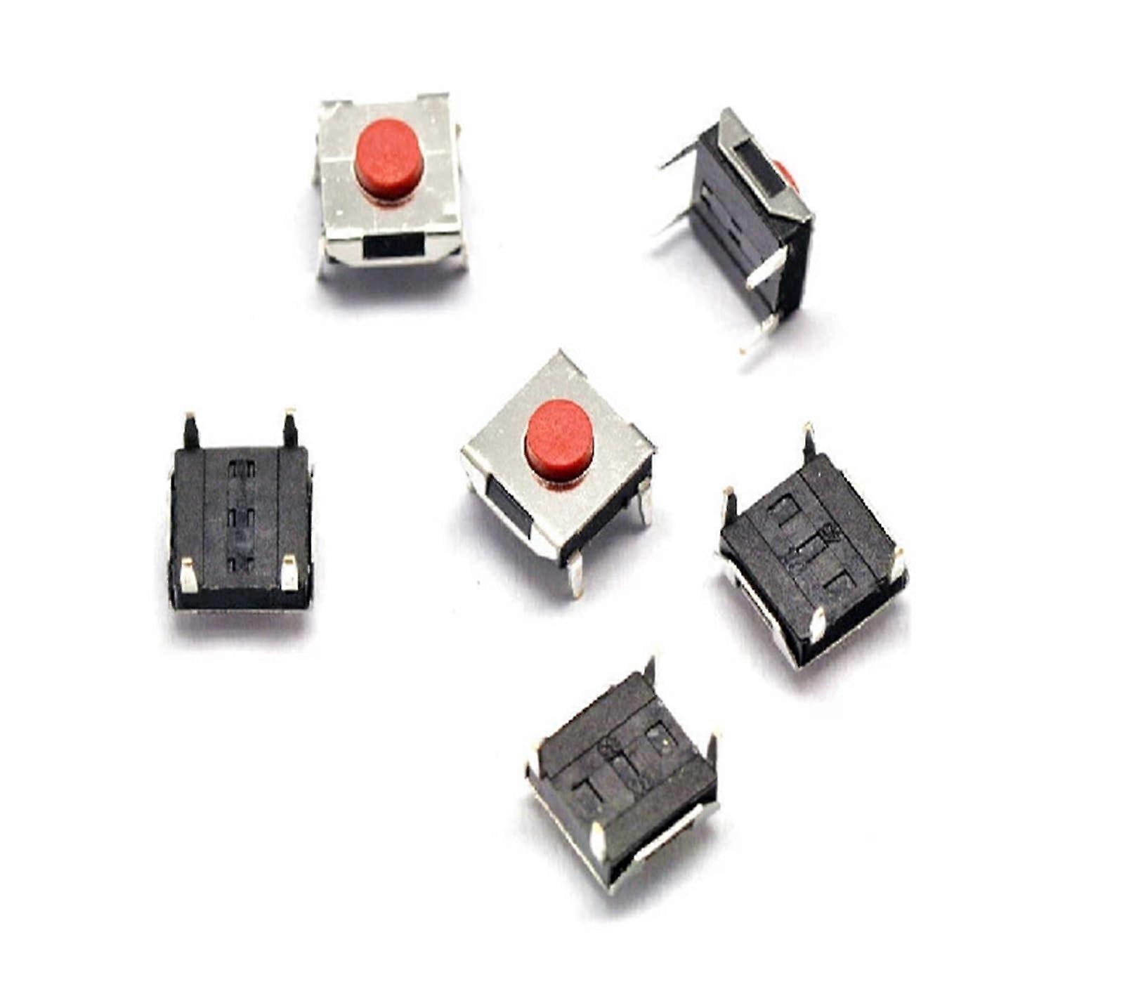 100pcs 6x6mm Red Cap Vertical 4 Pin Waterproof Tactile Push Button Switch with Copper Contacts