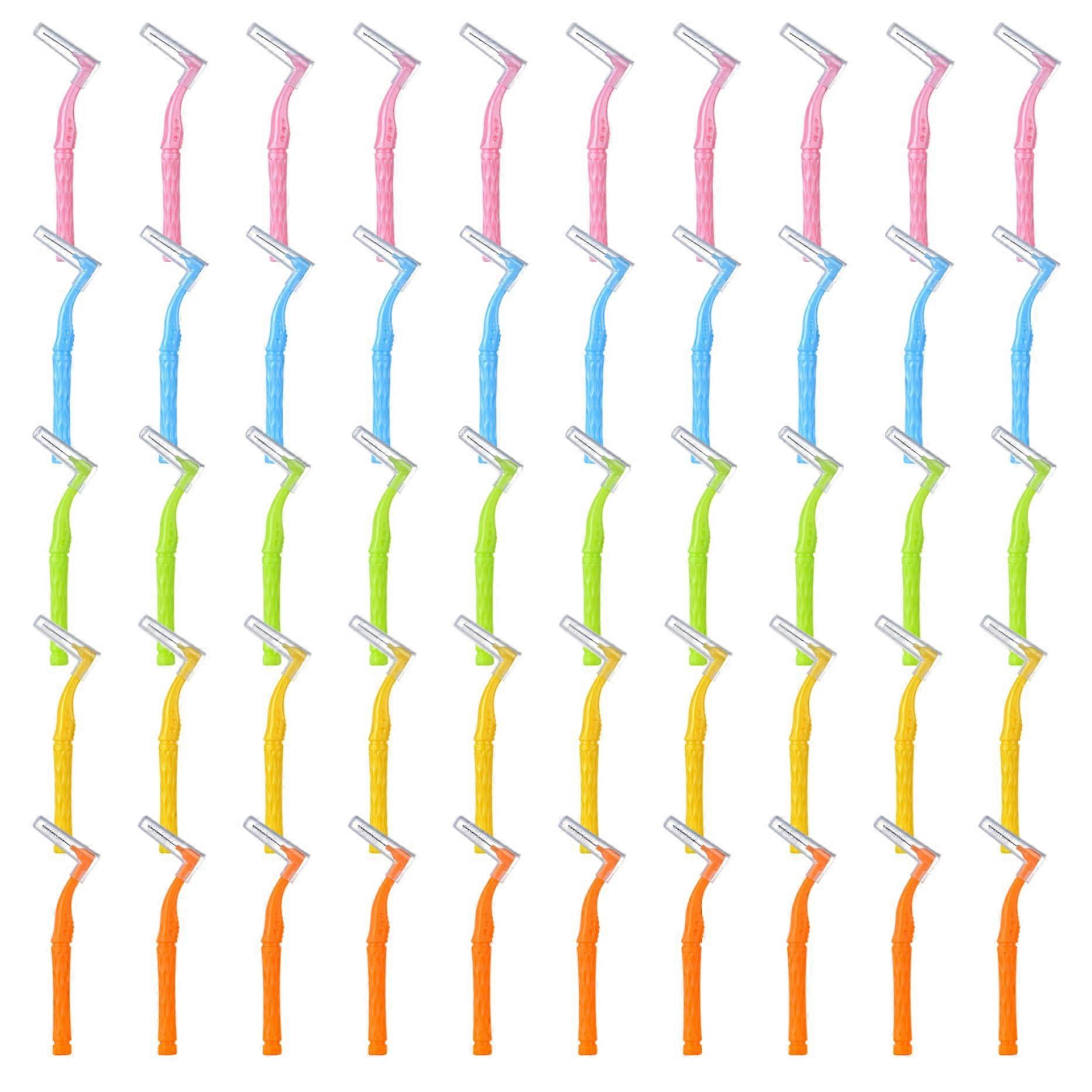 50 Pack Interdental Brushes for Braces, LShaped Soft Bristles, MultiSize Angled Cleaning Set