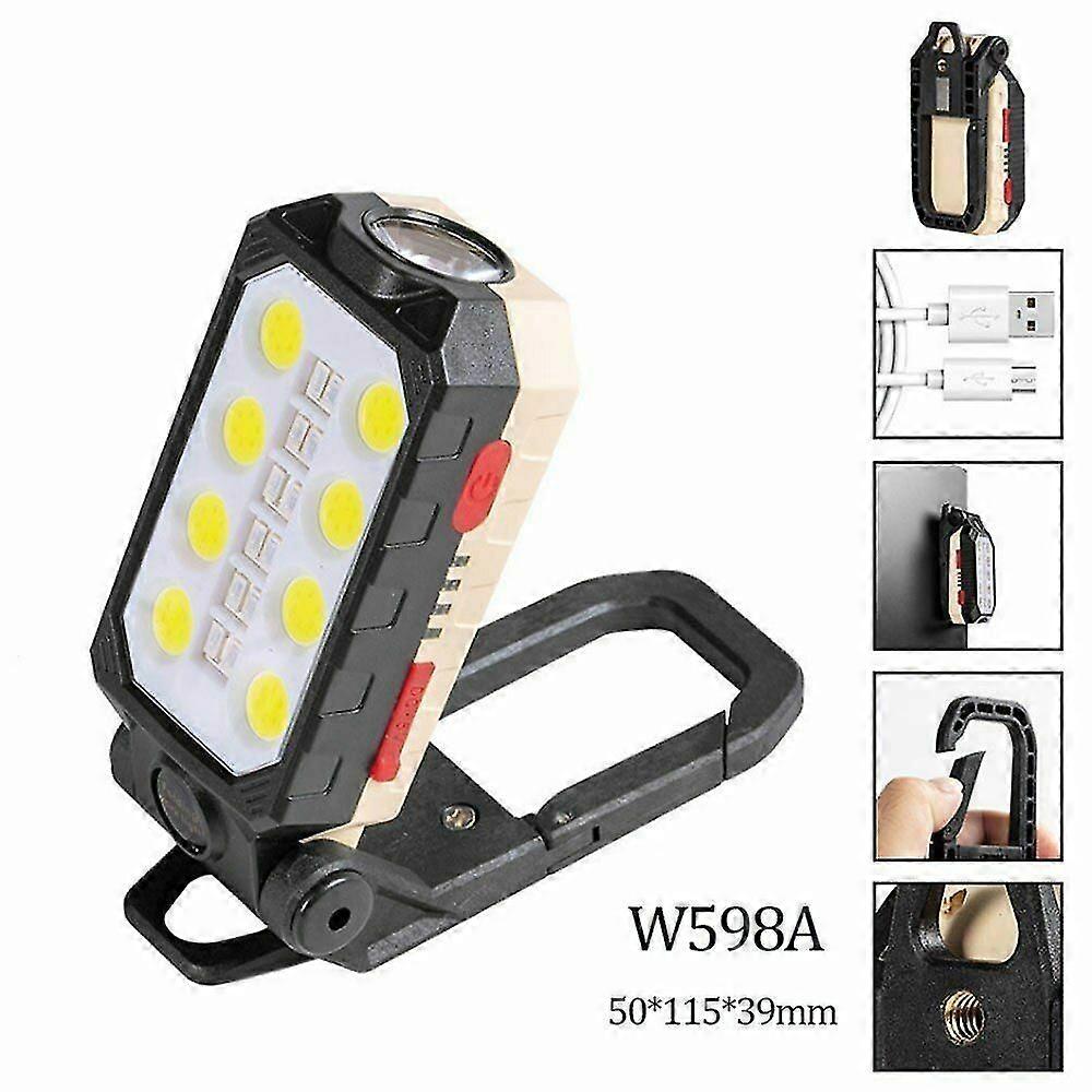 USB Rechargeable COB+T6 LED Flashlight 4Mode Foldable Magnet Emergency Worklight