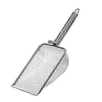 Stainless Steel Cat Litter Scoop with 2.0mm Mesh, Deep Corner Reach and Hanging Hook
