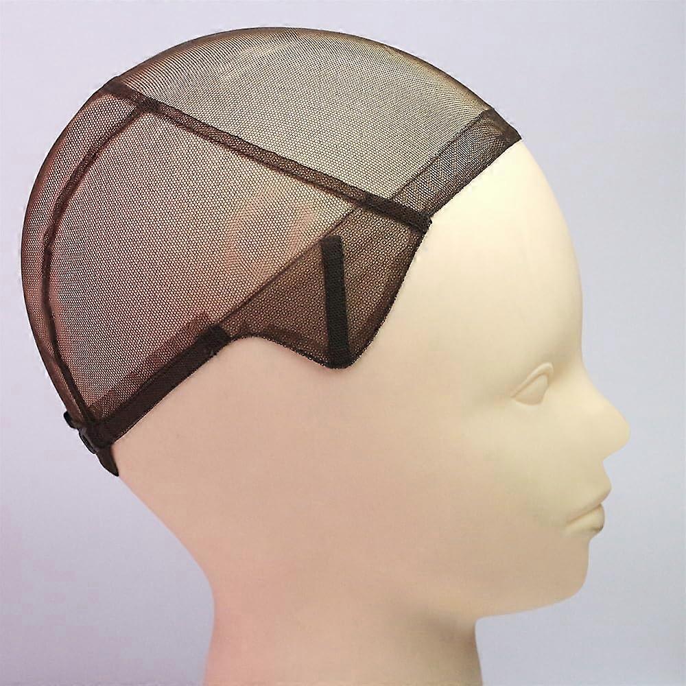 Brown Mesh Wig Cap 3 Pack for Wig Making, Breathable Stretch Fabric, Secure Snug Fit