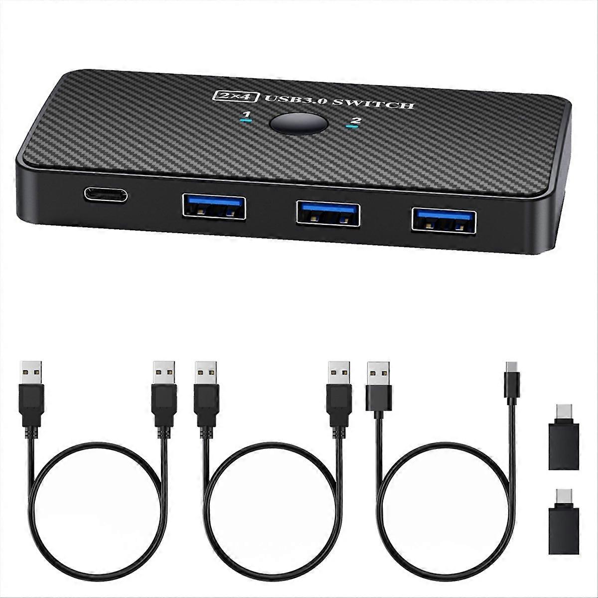 SA06 USB3.0 Splitter 2 Computers Shared Adapter Printer 2 in 4 Out Shared HUB Switch