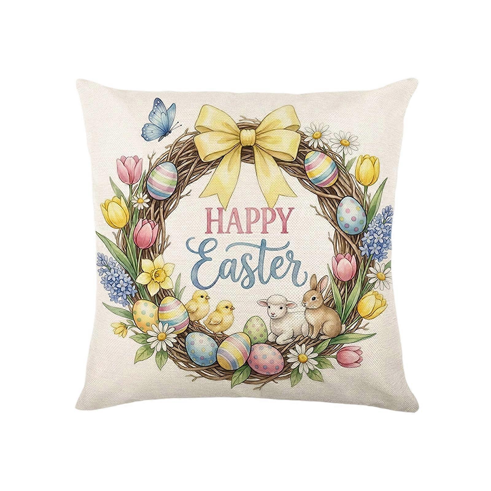 Easter Pillow Cover 45X45Cm Insert Standard Case Holiday Pattern Home Decor Replaceable